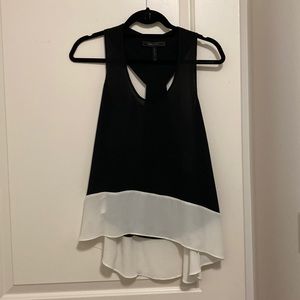 BCBG silk blouse tank in black and white. XS